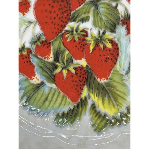 Vintage Ceramic Serving Bowl, Garantito Per Alimenti, Hand Painted Strawberries - Picture 11 of 16